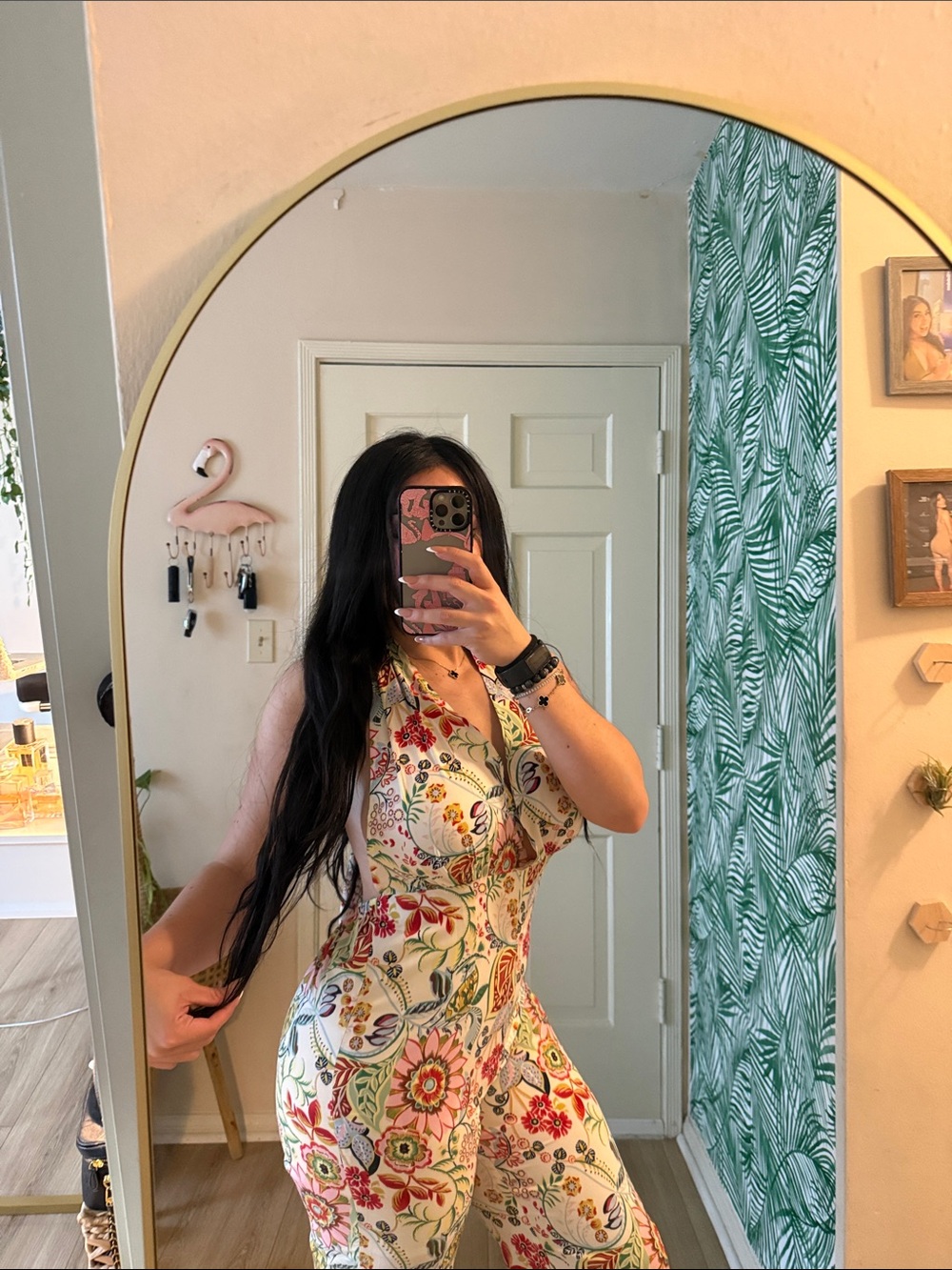 Floral Halter Jumpsuit  in Cream and Multicolor